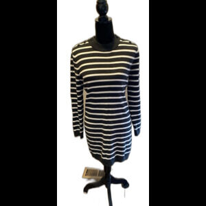 L.O.G.G. H&M LADIES STRIPE SWEATER DRESS LONG SLEEVE SIZE MEDIUM FINE KNIT Gray
